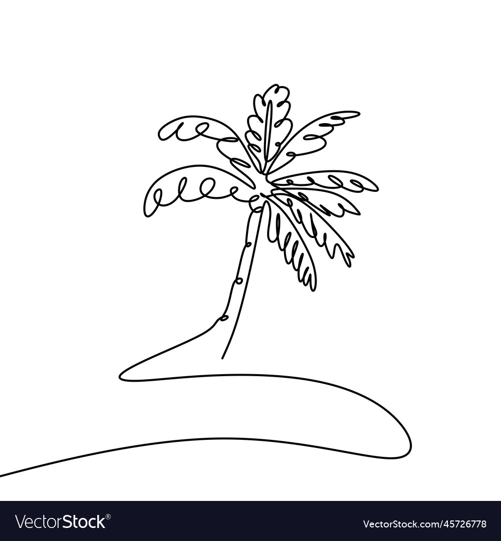 Continuous line of coconut trees vector image Continuous line of coconut trees