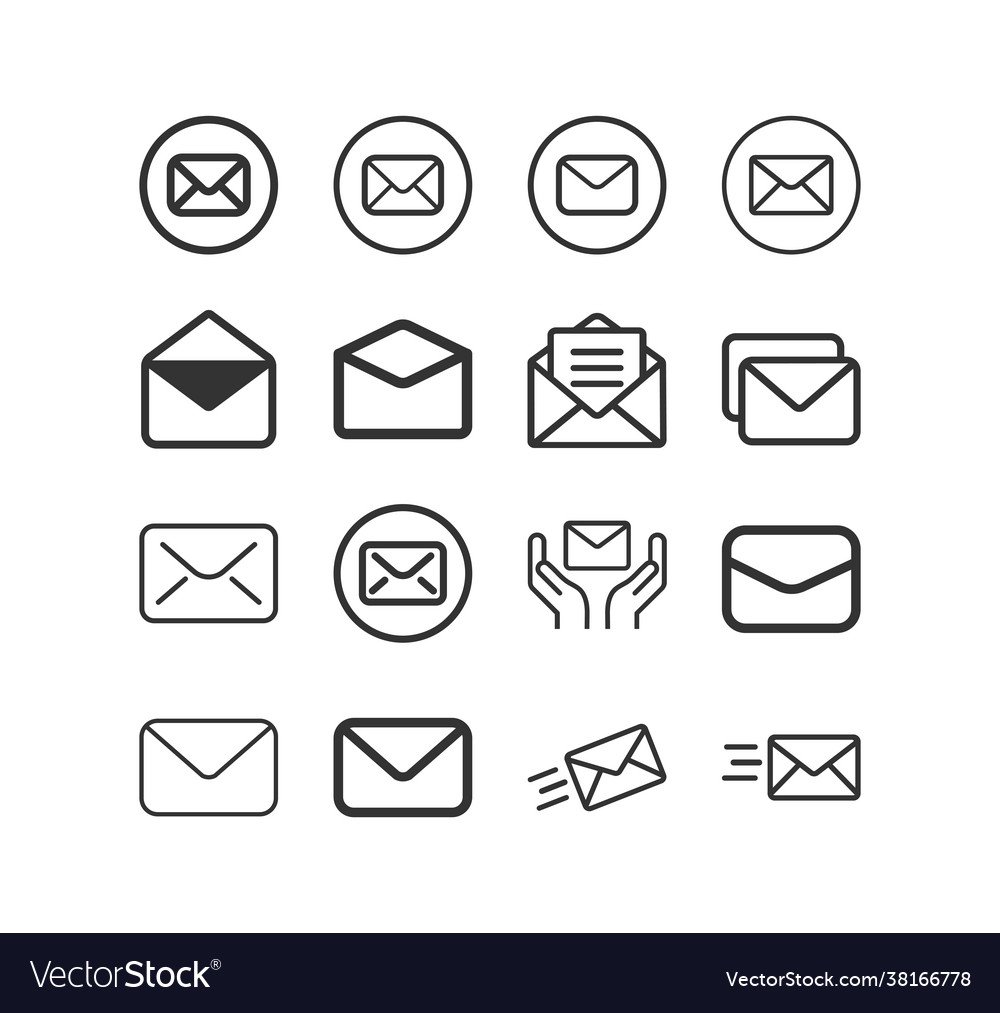 Envelope line icon set e-mail message symbol vector image Envelope line icon set e-mail message symbol