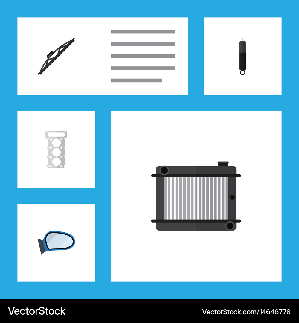 Flat component set of packing auto component Vector Image