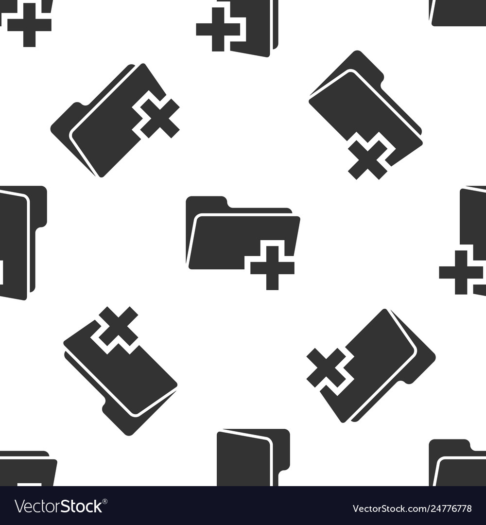 Grey add new folder icon isolated seamless pattern vector image Grey add new folder icon isolated seamless pattern