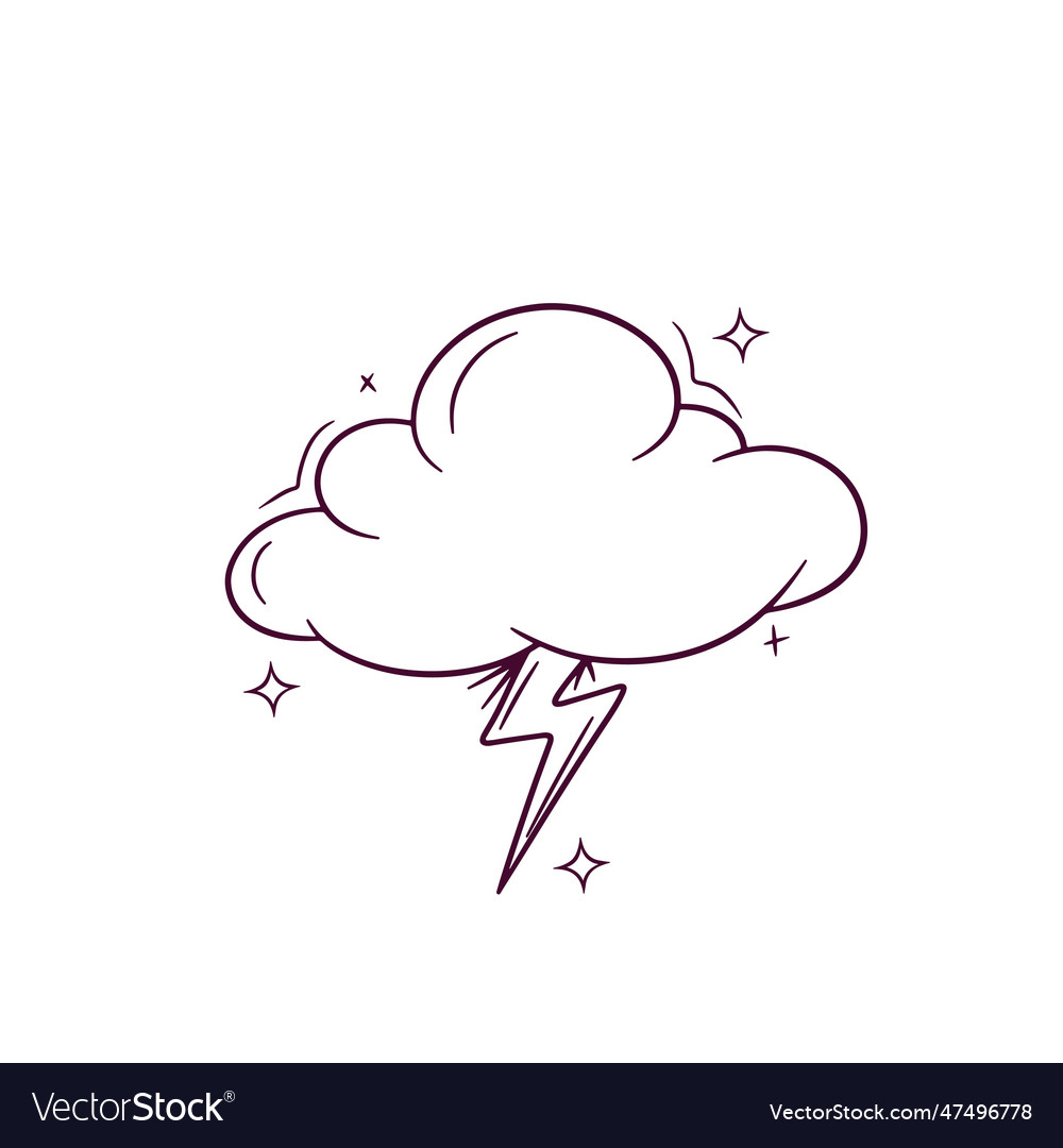 Hand drawn cloud with lightning doodle sketch Vector Image