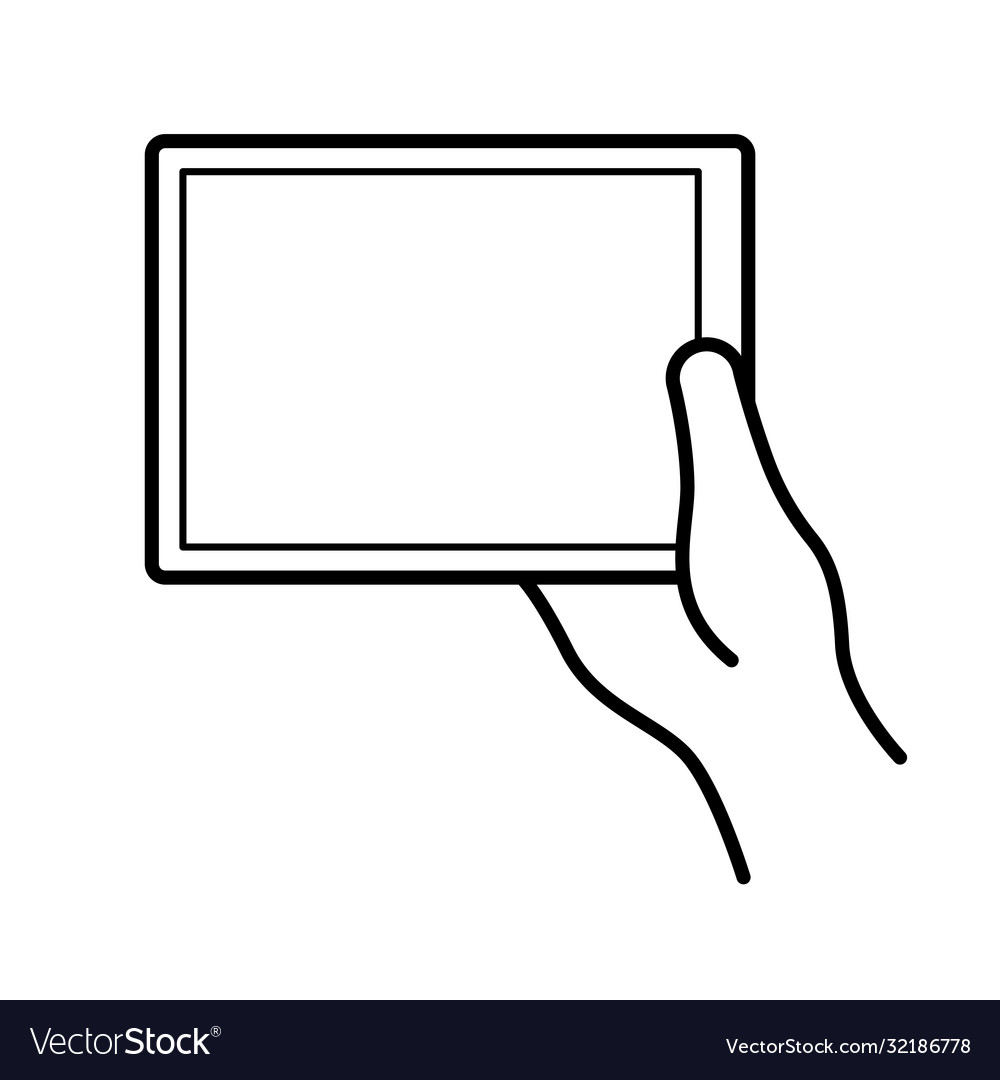 Hand using tablet device line style icon