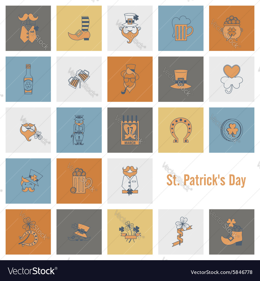 Saint patricks day icon set Royalty Free Vector Image