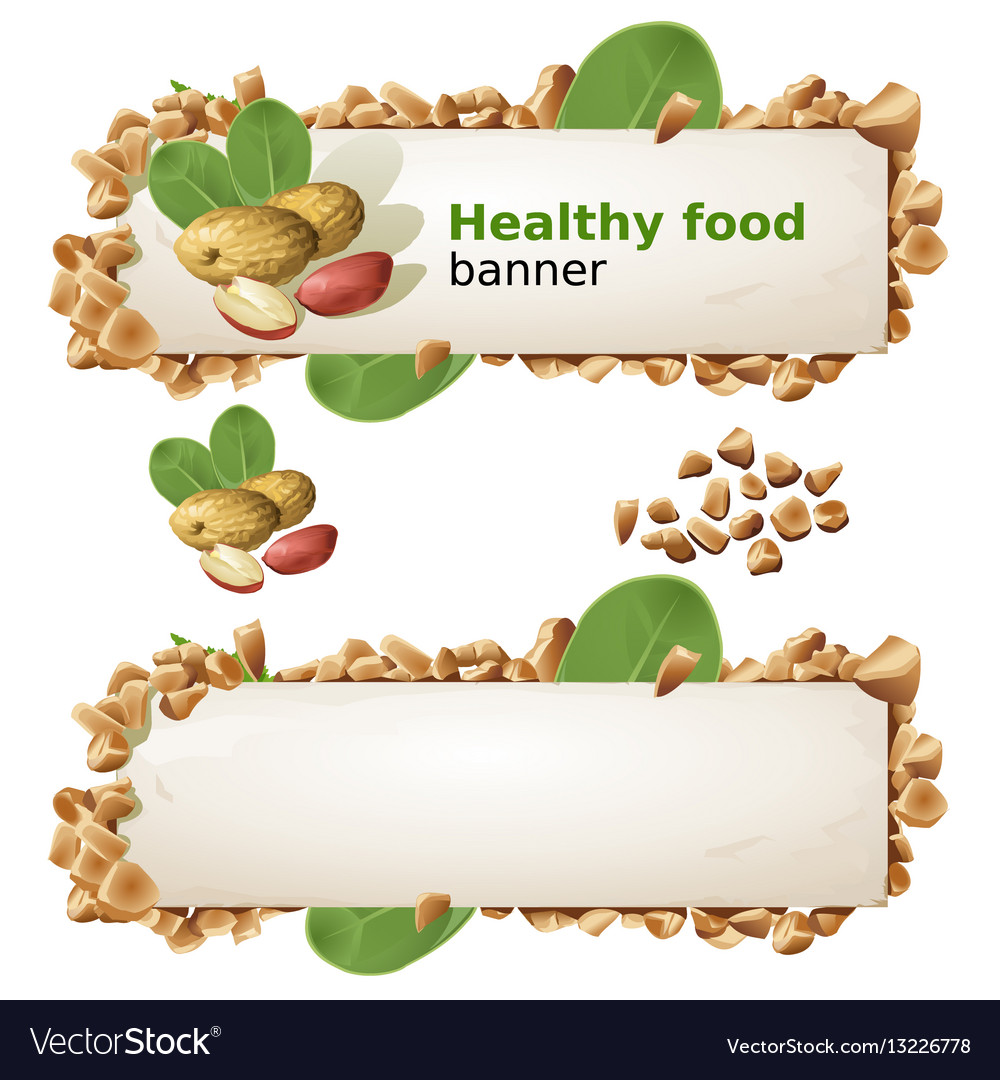 Set Banners With Peanut And Ground Nuts Royalty Free Vector