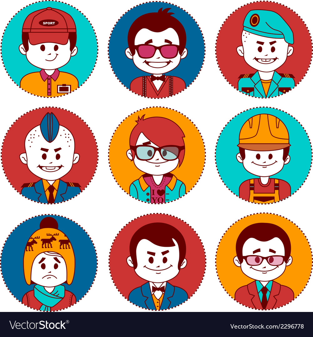 Set icons with characters different professions