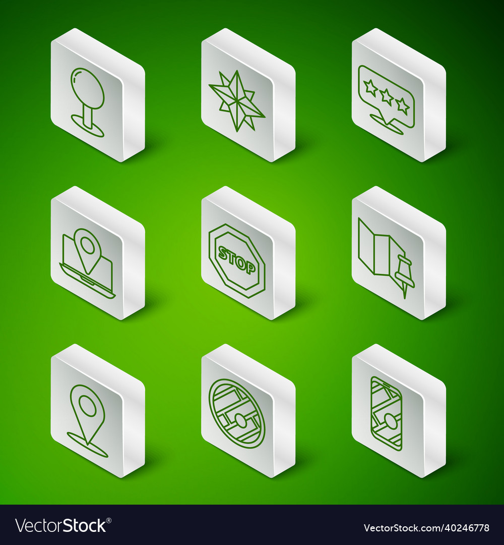 Set line city map navigation folded with location vector image Set line city map navigation folded with location