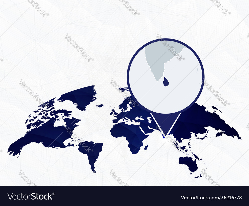 Sri lanka detailed map highlighted on blue