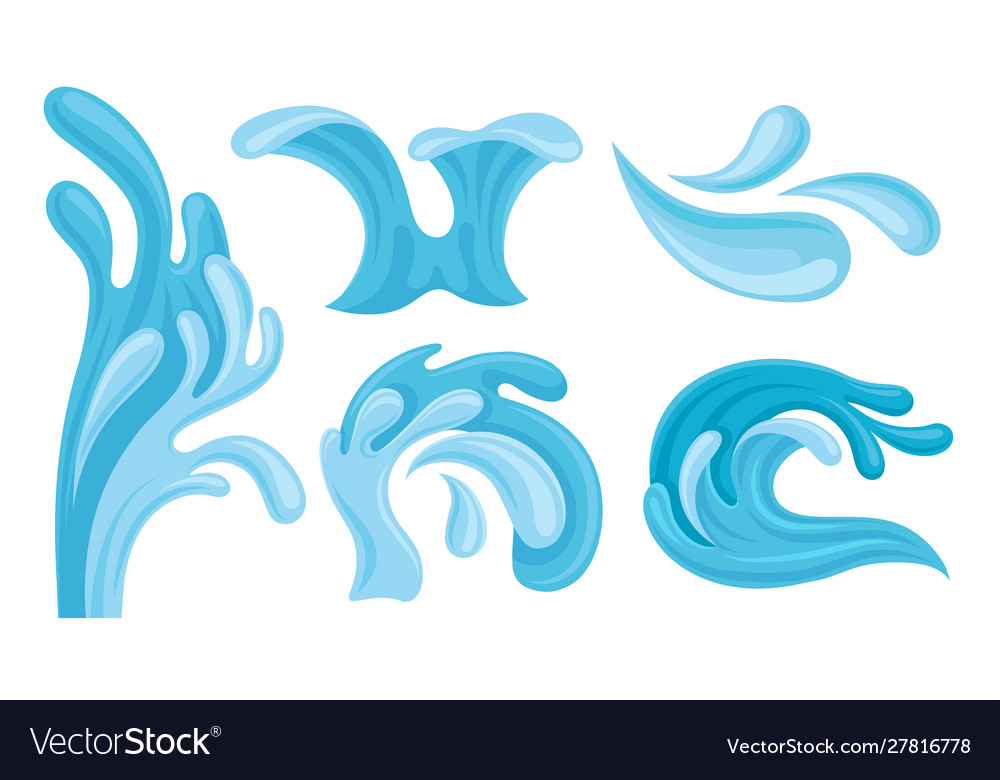 Water splashes in different shapes and forms