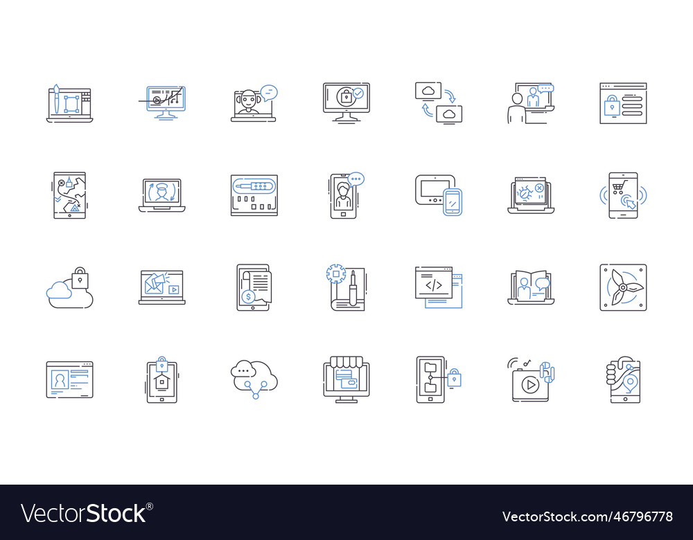 Web Development Line Icons Sammlung Programmierung vector image Web Development Line Icons Sammlung Programmierung