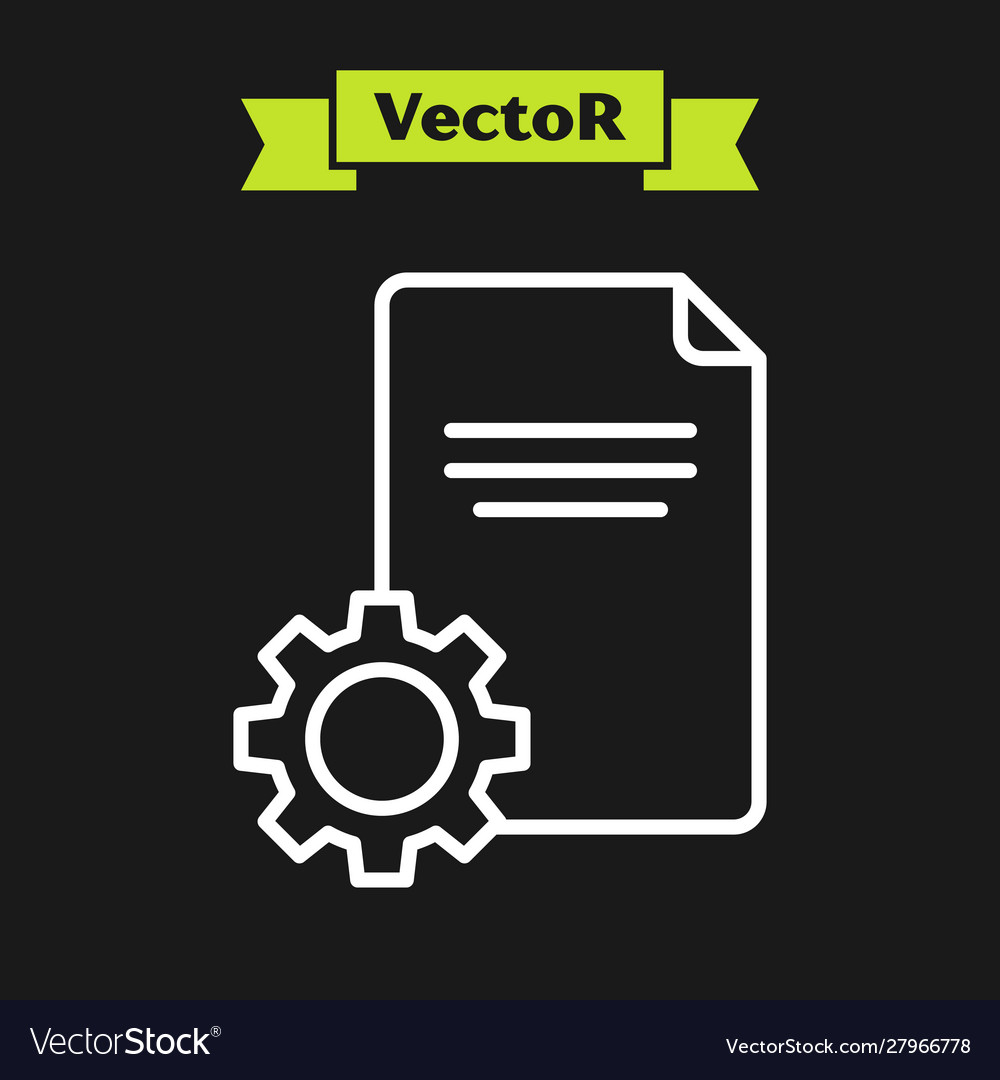 White line file document icon isolated on black
