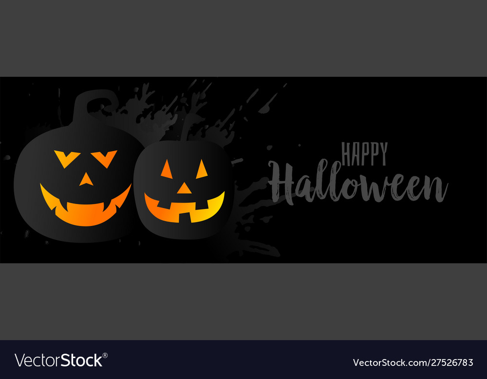 Black halloween background with two pumpkins