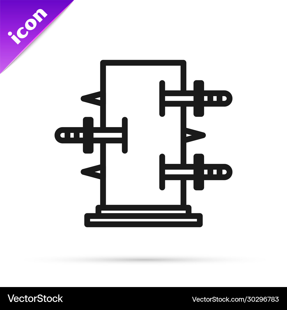 Black line magic box trunk for magic tricks icon Vector Image
