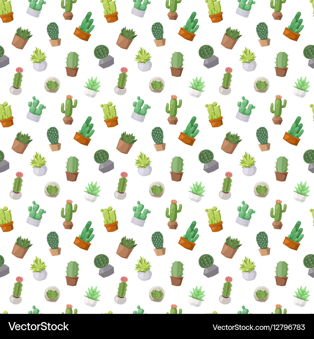 Cactus doodle seamless pattern Royalty Free Vector Image