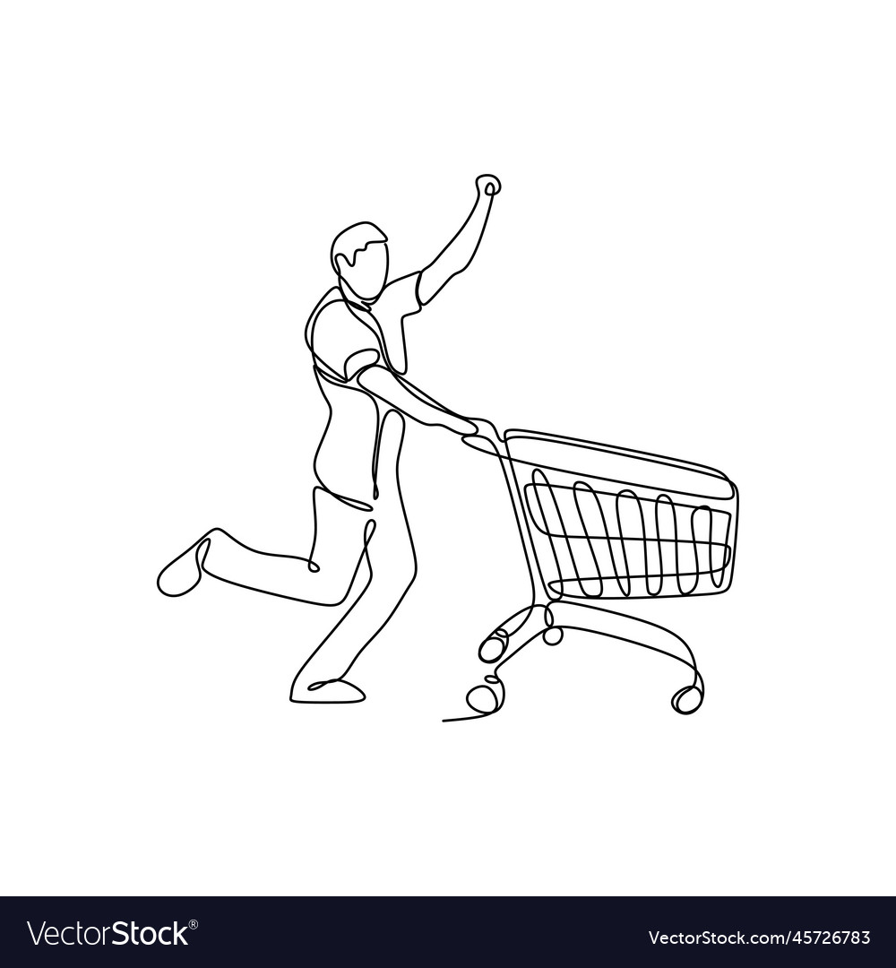 Draw a continuous line of men running with bag Vector Image Draw a continuous line of men running with bag