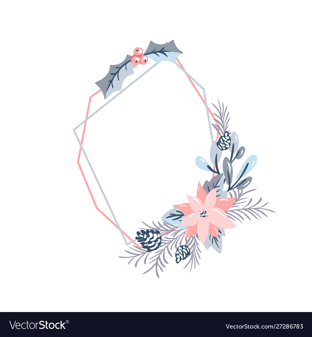 Geometric polygon frame with bouquet wreath