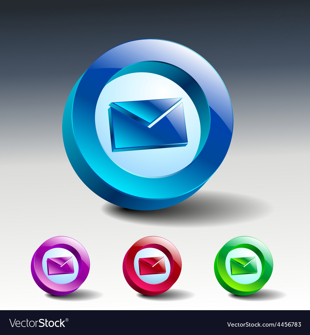 Glass icons set green messaging e-mail