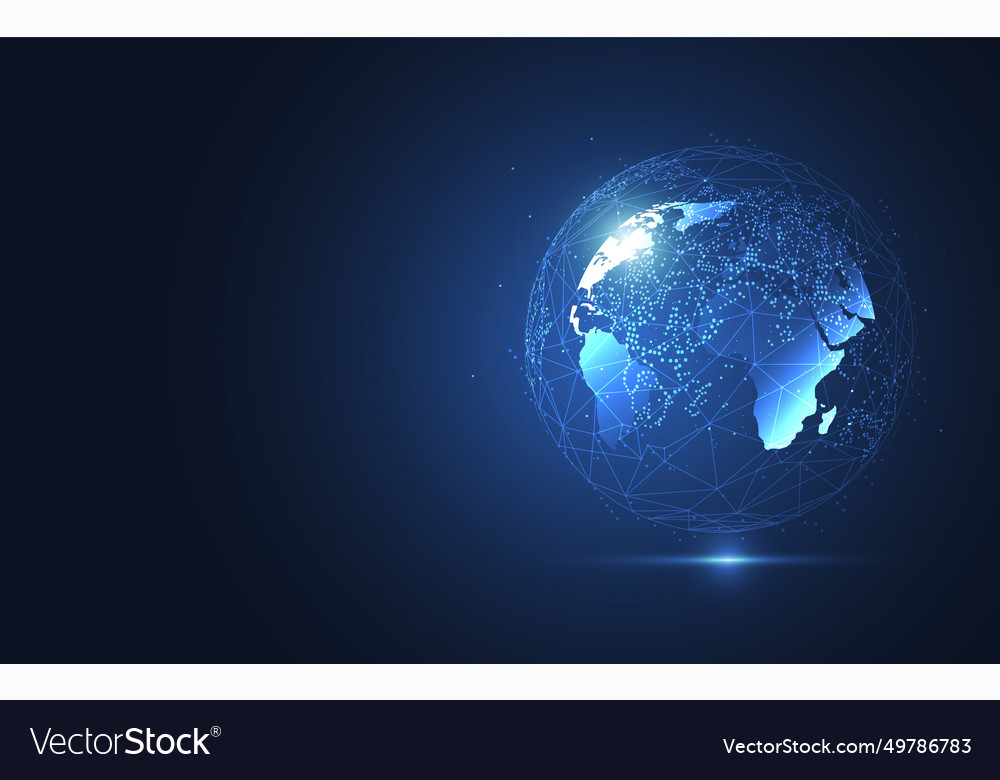 Global network connection world map point vector image Global network connection world map point