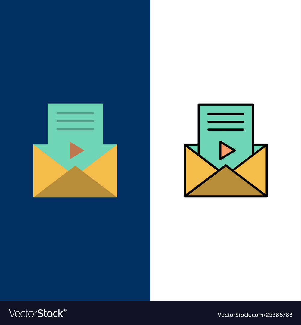 Mail message sms video player icons flat and line Vector Image Mail message sms video player icons flat and line
