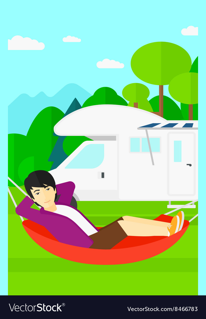 Man lying in hammock