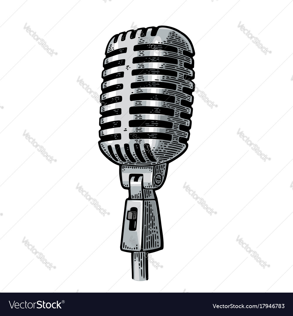 Download Microphone vintage black engraving Royalty Free Vector Image