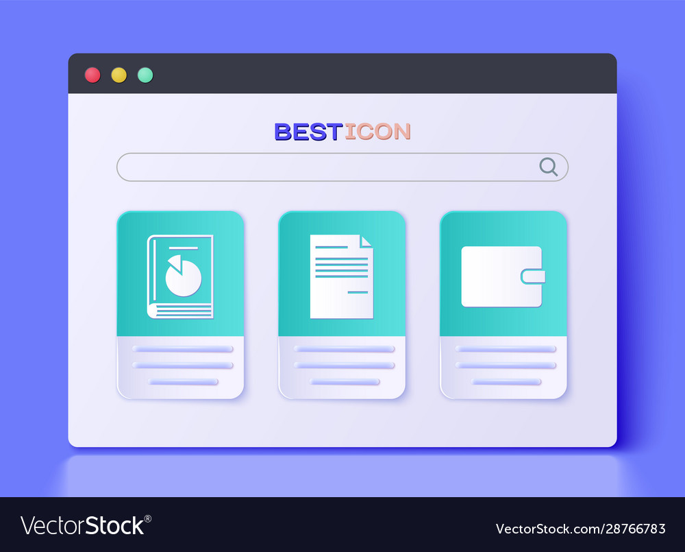 Set document user manual and wallet icon vector image Set document user manual and wallet icon