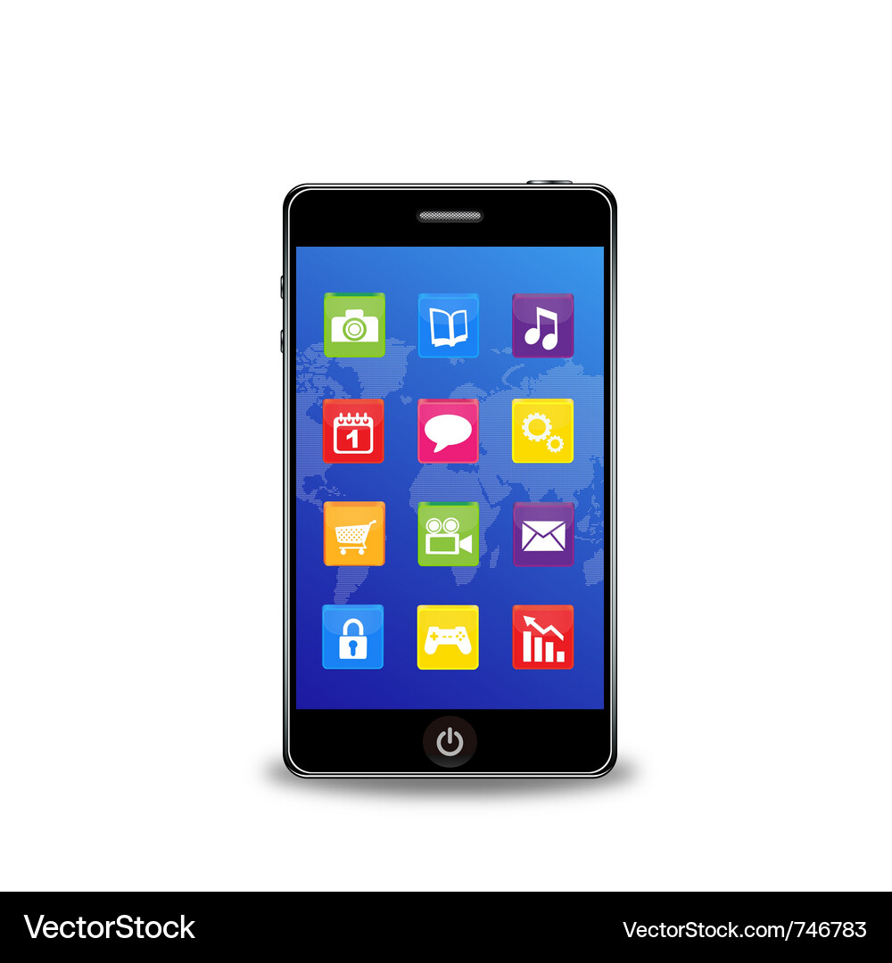 Smart phone with applications Royalty Free Vector Image