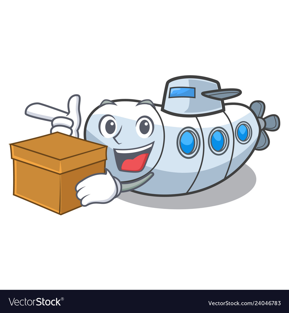 With box submarine in the a cartoon shape