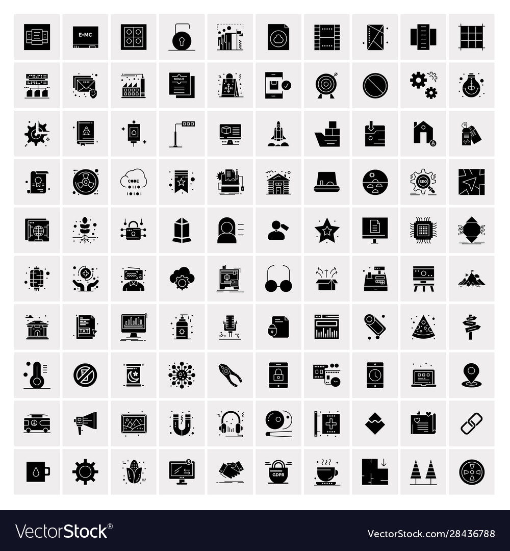 100 solid business icons for web and print