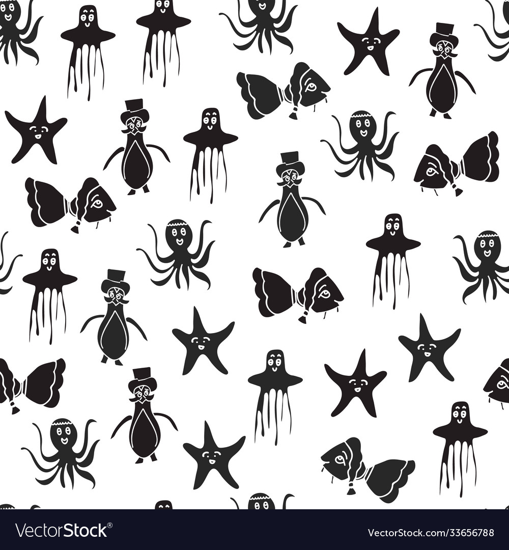 Aquatic Character Seamless Pattern