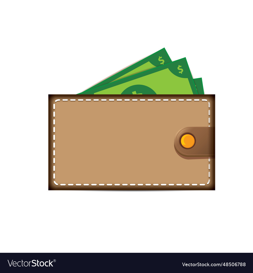 Brown wallet with green paper dollars money