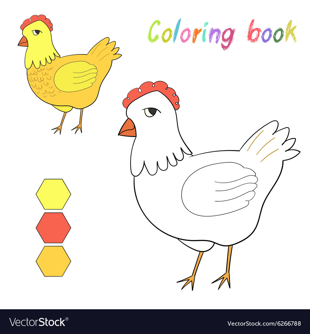 Coloring book chicken kids layout for game Vector Image