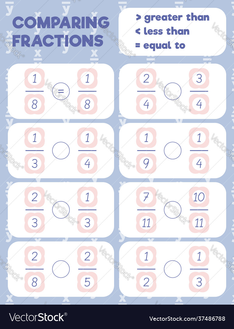 Comparing fractions worksheet math practice print