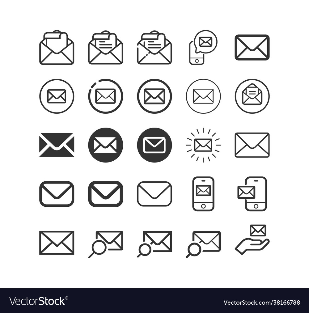 Envelope line icon set e-mail message symbol vector image Envelope line icon set e-mail message symbol