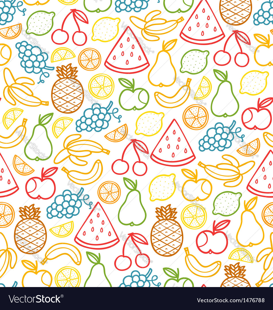 Fruits doodle pattern Royalty Free Vector Image