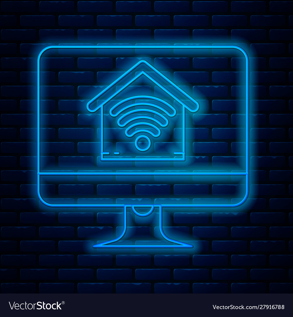 Glowing neon line computer monitor with smart