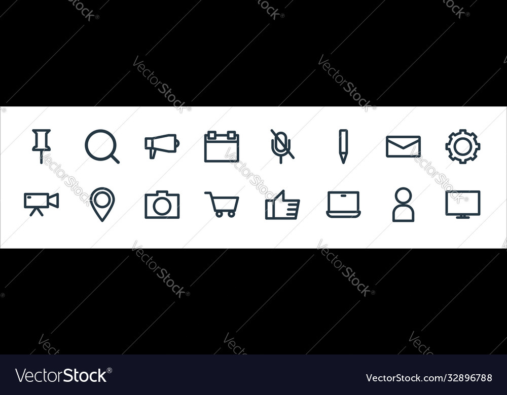 Multimedia line icons linear set quality vector image Multimedia line icons linear set quality