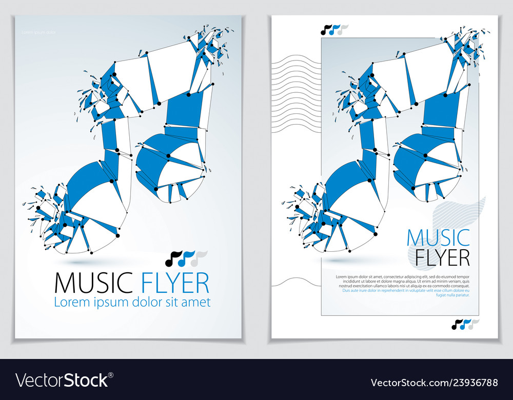 Musical note exploding to pieces 3d realistic vector image Musical note exploding to pieces 3d realistic