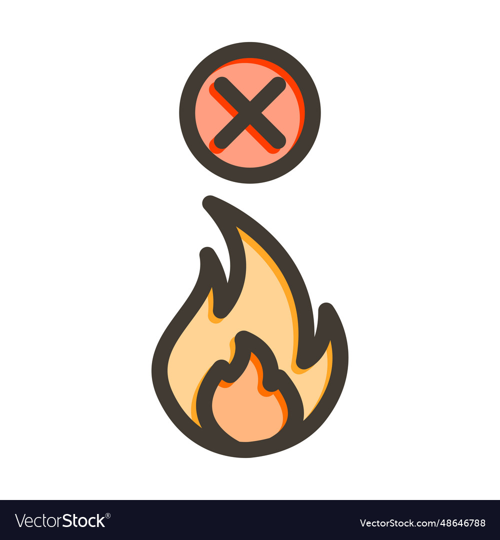 No fire thick line filled colors icon