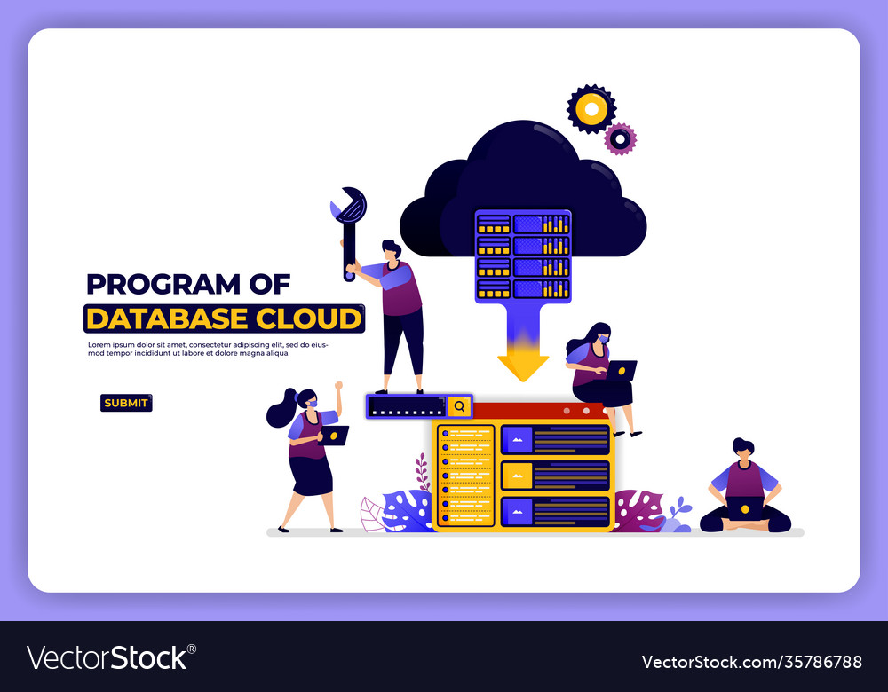 Programmdatenbank Cloud Hosting und Storage vector image Programmdatenbank Cloud Hosting und Storage