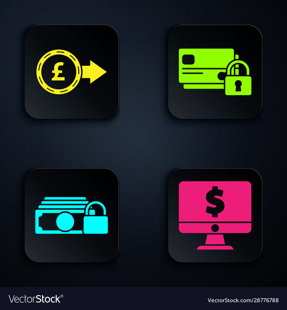 Set computer monitor with dollar symbol coin vector image Set computer monitor with dollar symbol coin