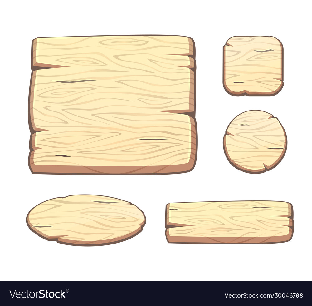 Set with cartoon wooden buttons for game assets vector image Set with cartoon wooden buttons for game assets