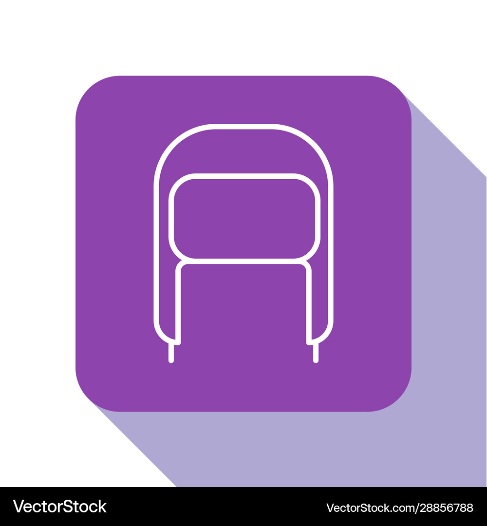 White line winter hat with ear flaps icon isolated