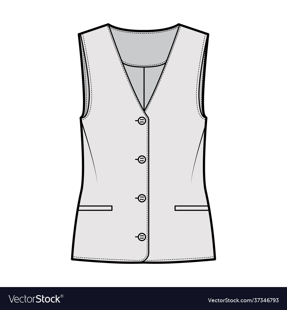 Button front vest waistcoat technical fashion