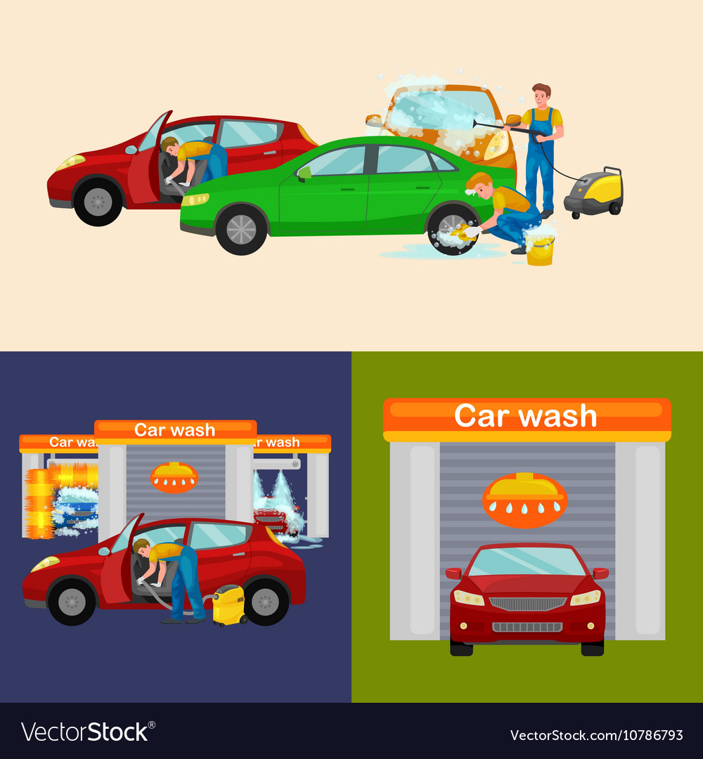 Car wash services auto cleaning with water Vector Image