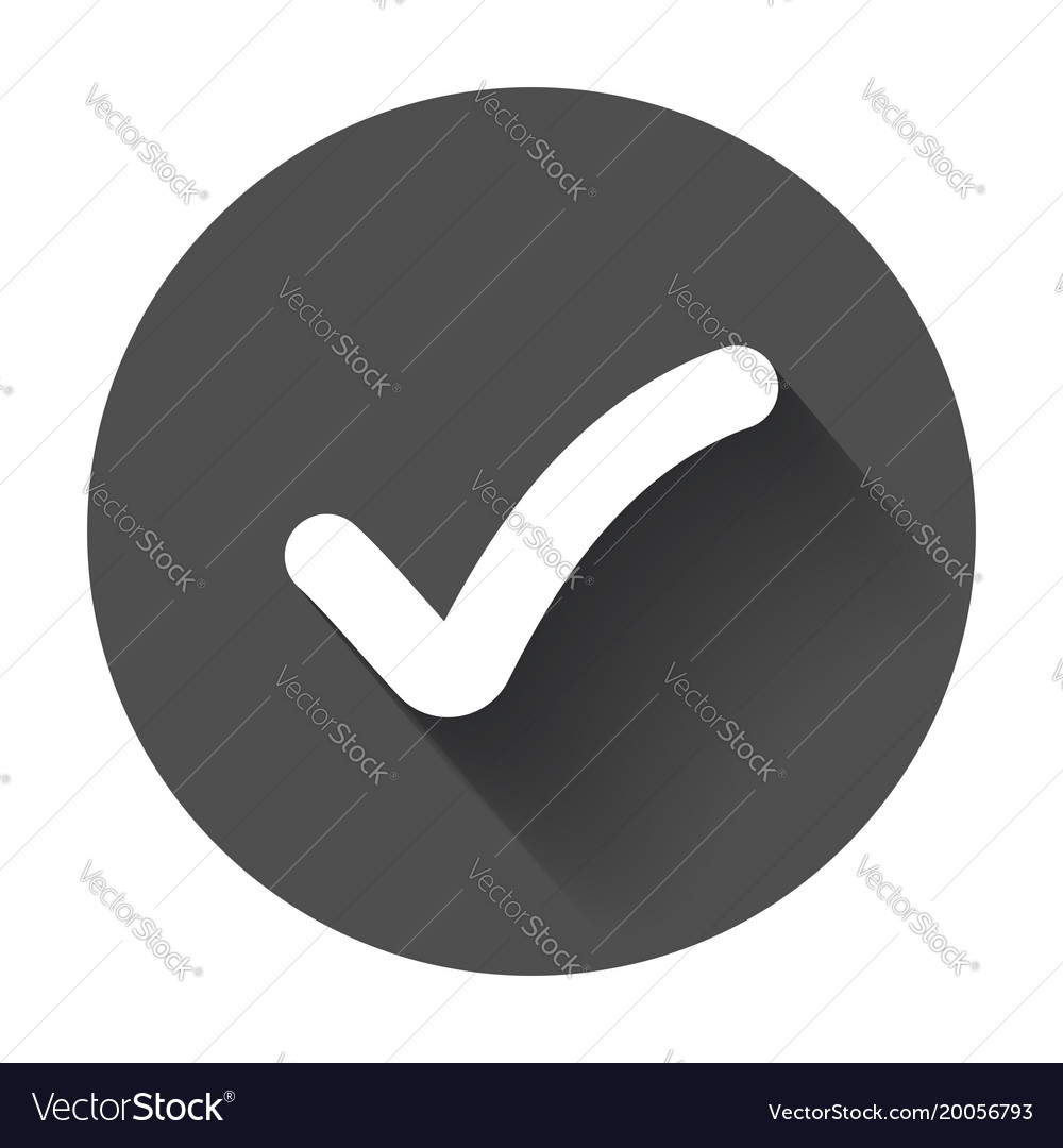 Check mark button flat icon with long shadow