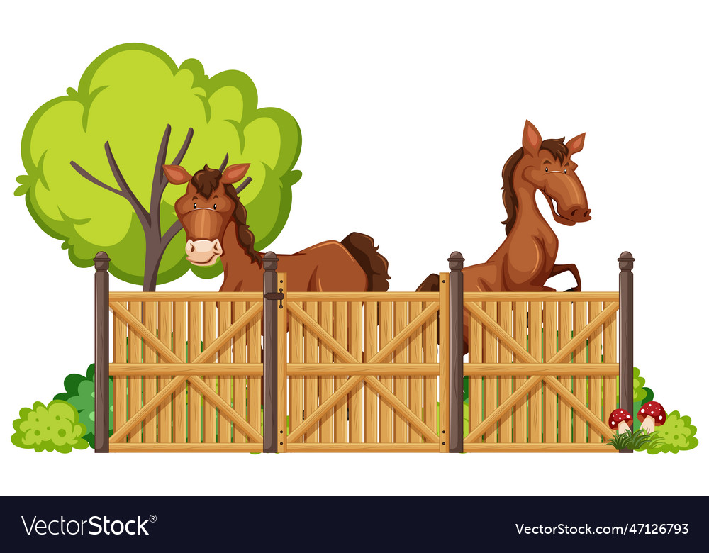 Domestic horse in fence Royalty Free Vector Image