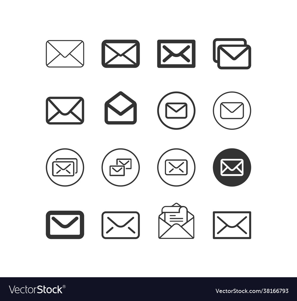 Envelope line icon set e-mail message symbol vector image Envelope line icon set e-mail message symbol