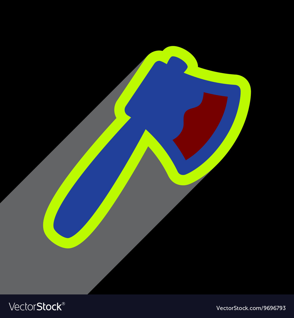 Flat with shadow icon axe on a colored background