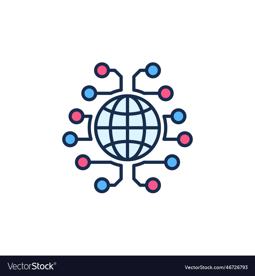 Globe with neural network global brain colored vector image Globe with neural network global brain colored