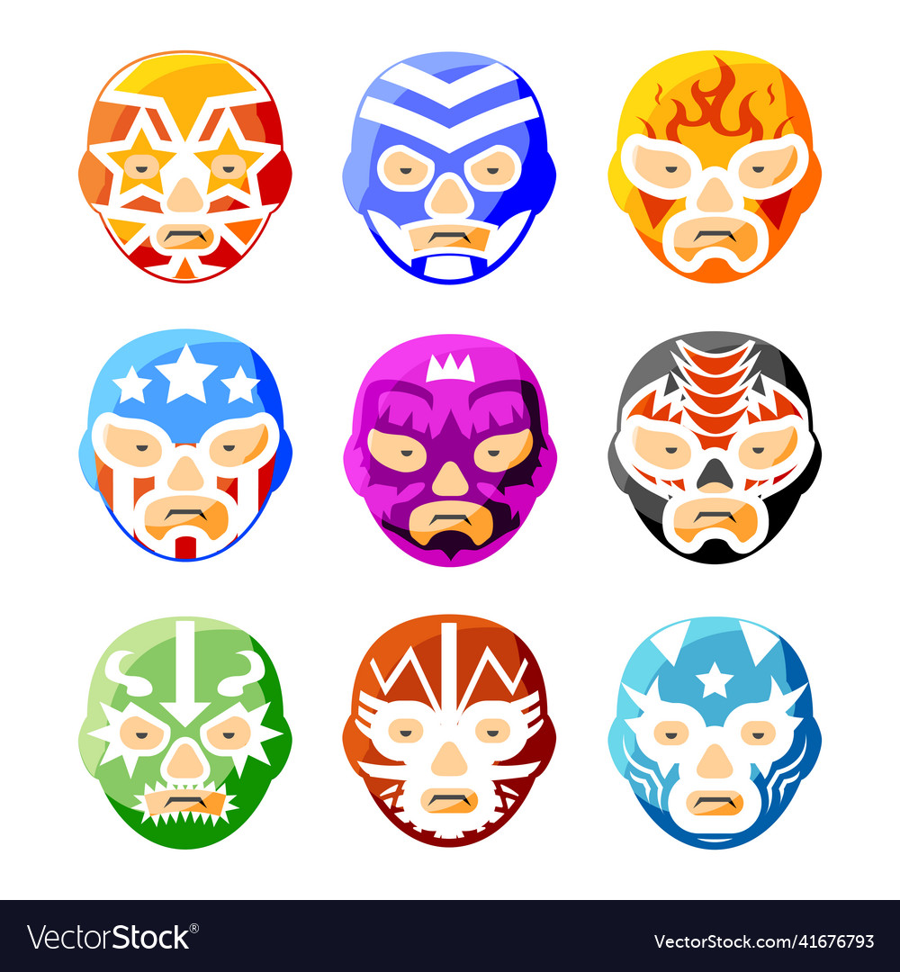 Lucha Libre Luchador Mexican Wrestling Masks Vector Image